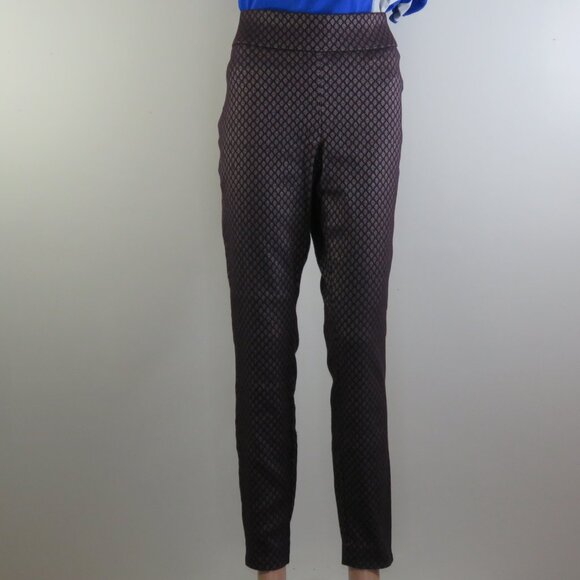 Apt 9 Women's Shiny Purple Floral Brynn Pull-On Pants Size 12 (C1326) - Picture 2 of 7